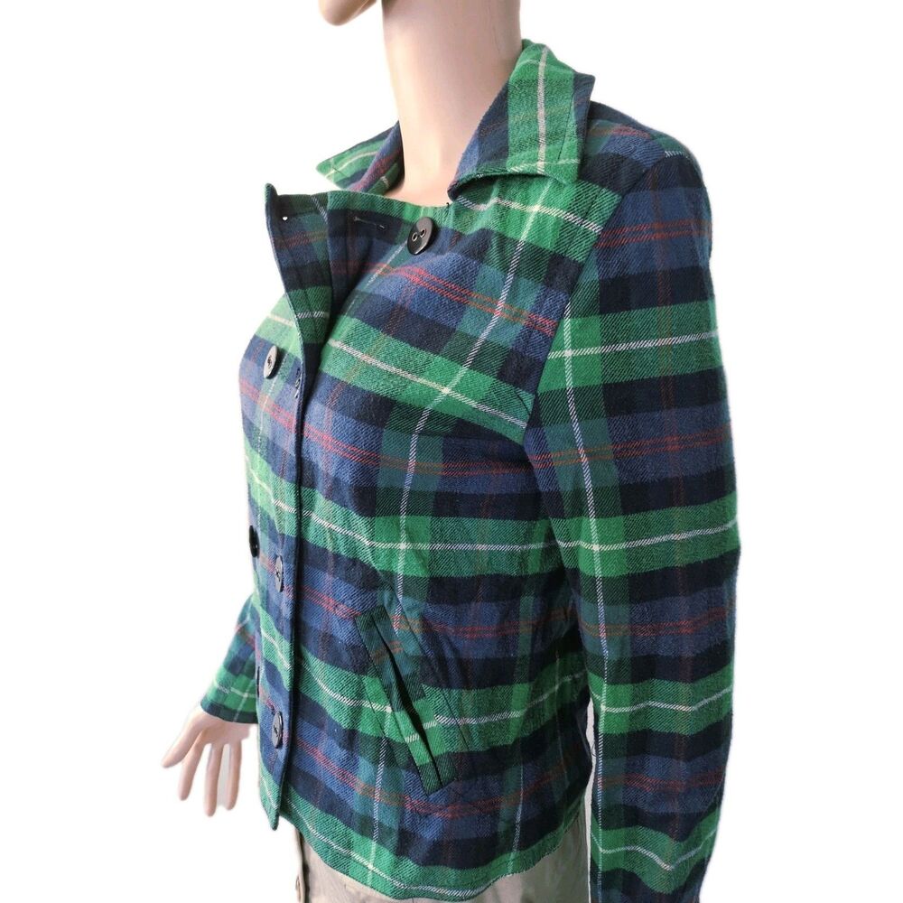 Rafaella Green Button-Front Casual Cotton Jacket Sz M